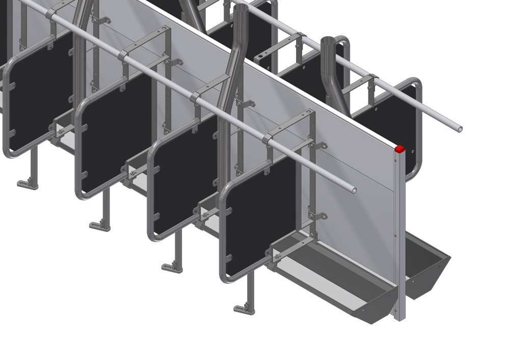 Feed partition mounted on PVC board profiles