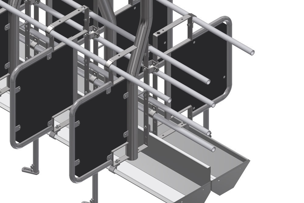 Feed partition with front pipes